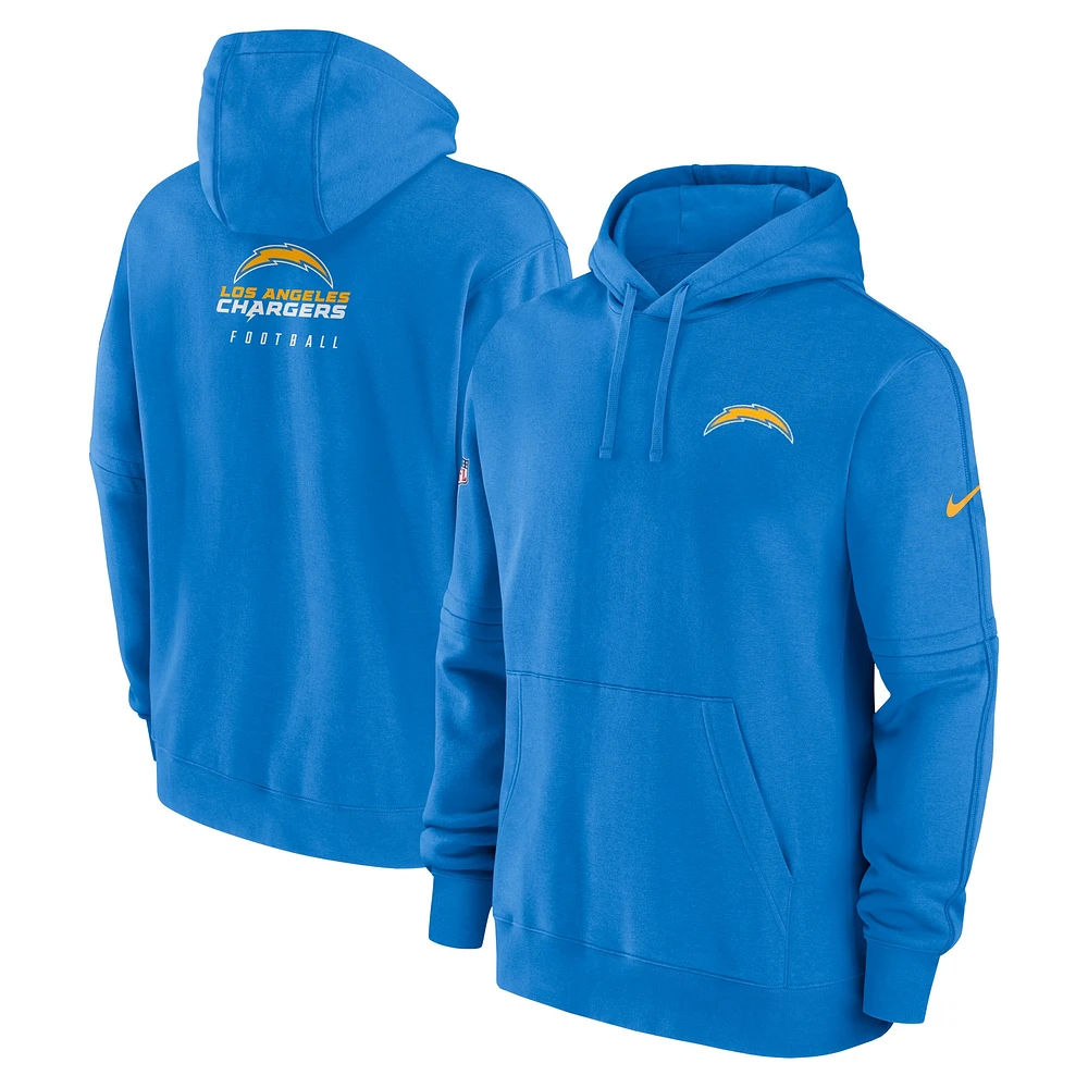 Men's Nike Powder Blue Los Angeles Chargers Sideline Club Fleece Pullover Hoodie