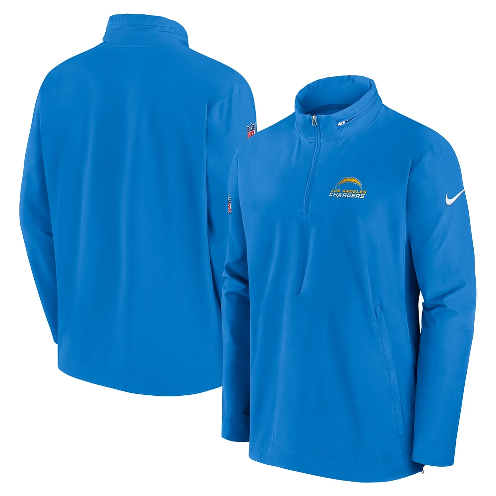 Veste Nike bleu poudre pour homme Los Angeles Chargers Sideline Coach à demi-zip