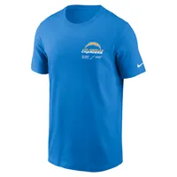 T-shirt de performance Nike Los Angeles Chargers Sideline Infograph Lockup pour homme, bleu poudré