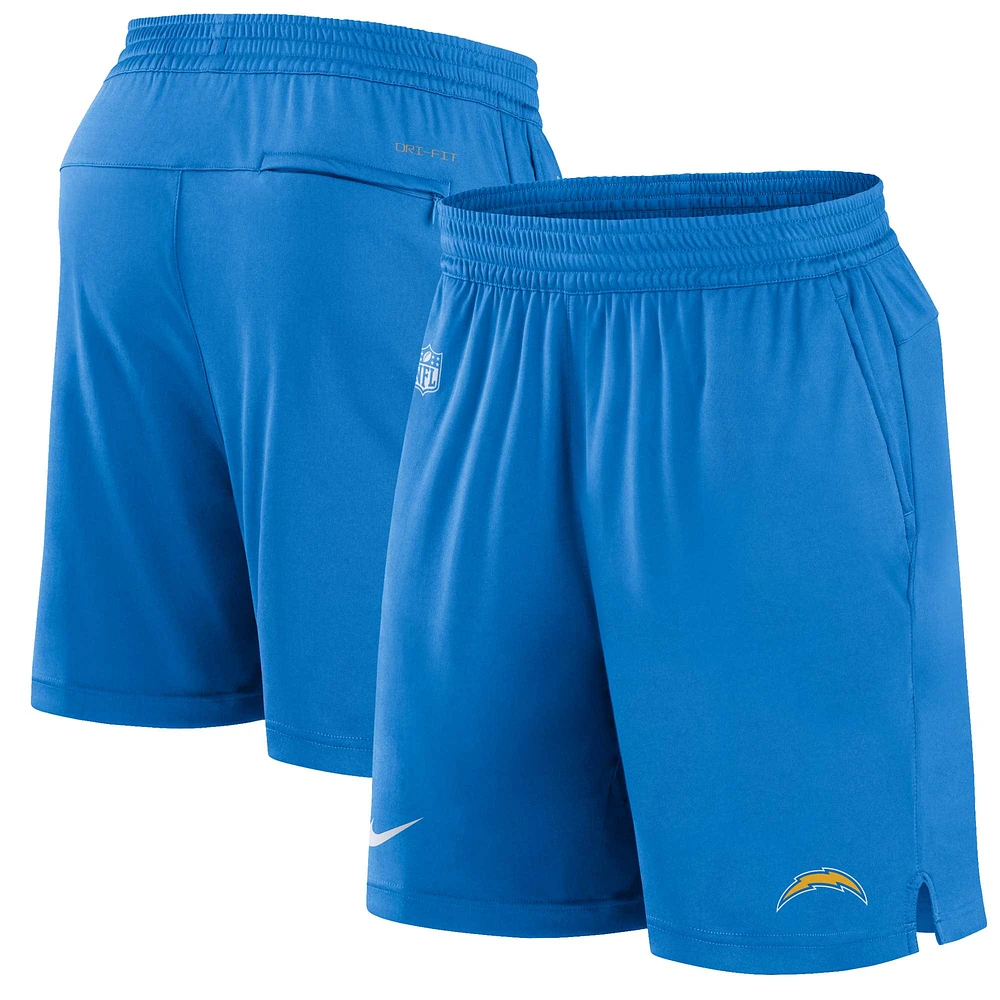 Short Nike Los Angeles Chargers Sideline Performance pour homme, bleu poudré