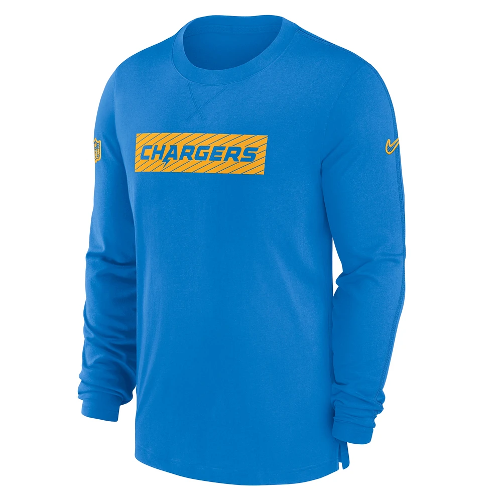 T-shirt à manches longues Nike Powder Blue Los Angeles Chargers Sideline Player Performance pour homme