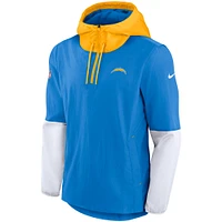 Blouson à fermeture éclair quart de touche Nike Los Angeles Chargers Sideline Player pour homme, bleu poudré