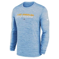 T-shirt à manches longues pour homme Nike Los Angeles Chargers Sideline Team Velocity Performance, bleu poudré