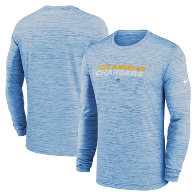 T-shirt à manches longues pour homme Nike Los Angeles Chargers Sideline Team Velocity Performance, bleu poudré