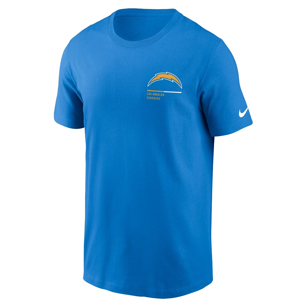 T-shirt Nike Los Angeles Chargers Team Incline bleu poudré pour homme