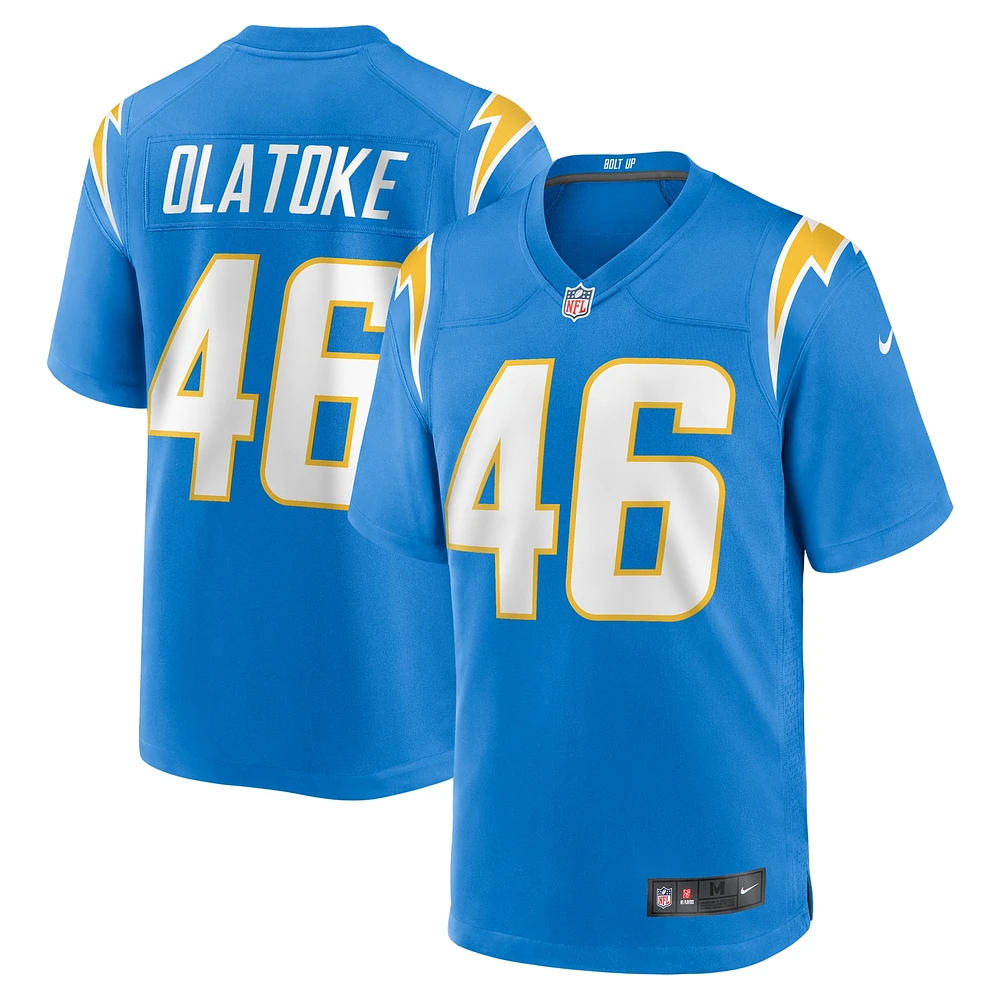 Men's Nike Praise Olatoke  Powder Blue Los Angeles Chargers Team Game Jersey