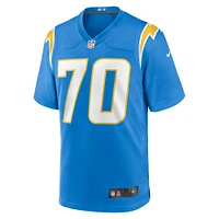 Maillot de match Nike Rashawn Slater pour hommes, bleu poudre, Los Angeles Chargers