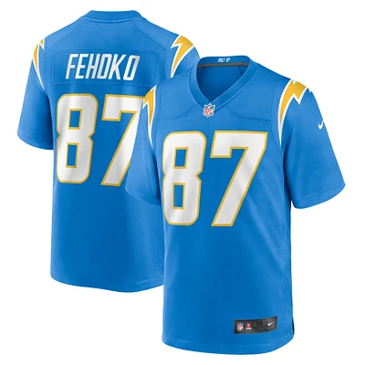 Maillot de match Nike Simi Fehoko des Chargers Los Angeles pour homme, bleu poudre