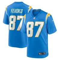 Maillot de match Nike Simi Fehoko des Chargers Los Angeles pour homme, bleu poudre