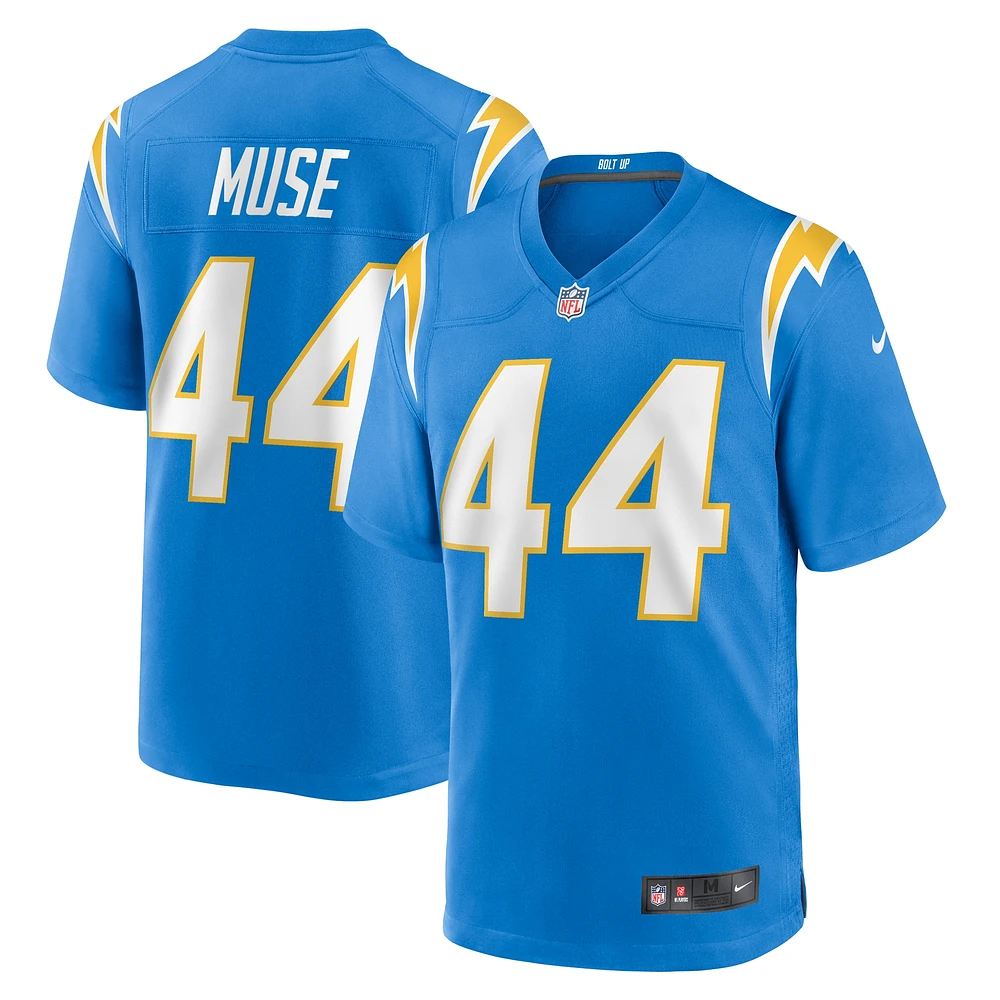 Maillot de match l'équipe des Chargers Los Angeles Nike Tanner Muse pour homme, bleu poudre