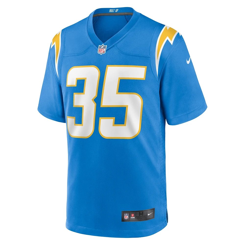 Maillot de match l'équipe Nike Terrell Bynum pour hommes, bleu poudre des Chargers Los Angeles