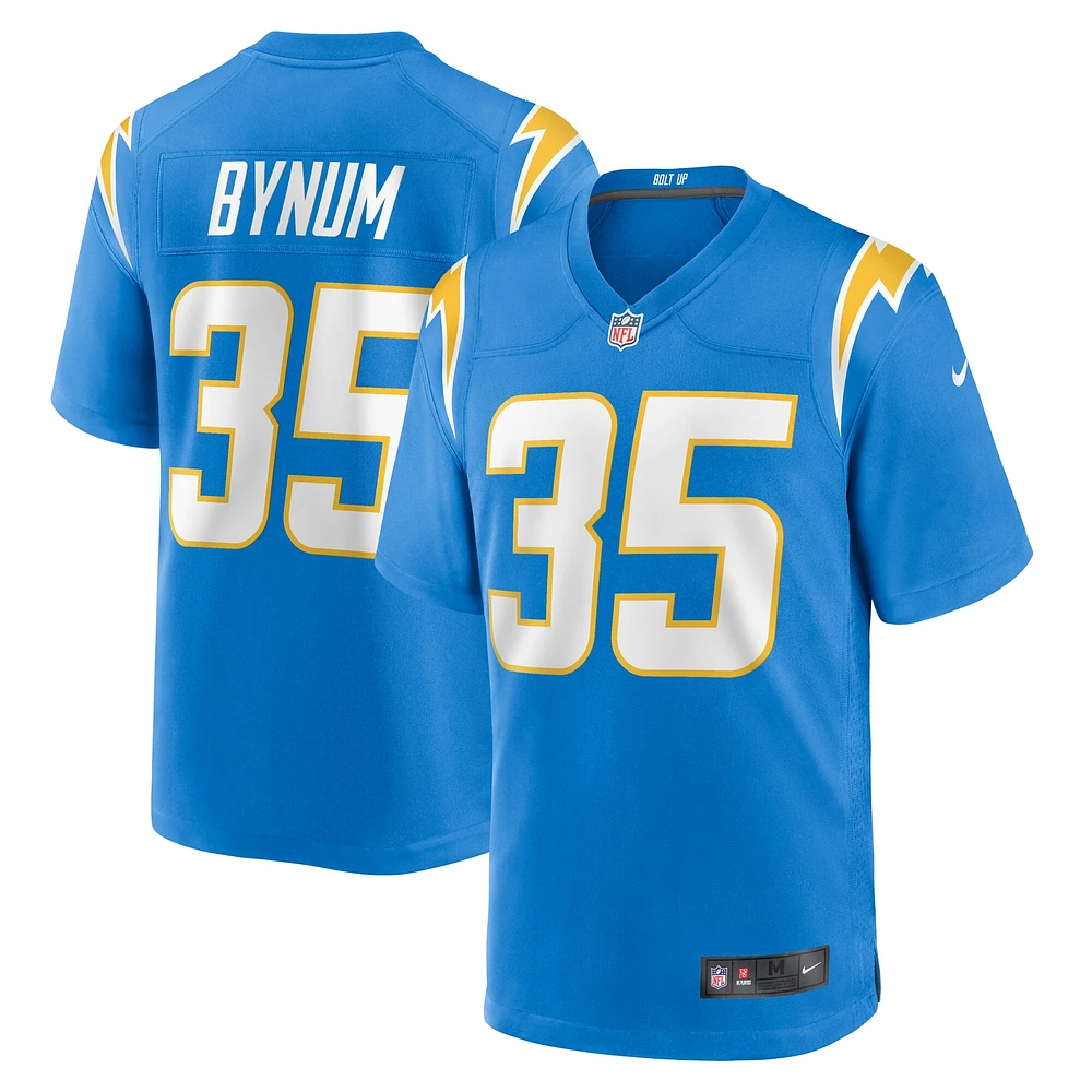 Maillot de match l'équipe Nike Terrell Bynum pour hommes, bleu poudre des Chargers Los Angeles