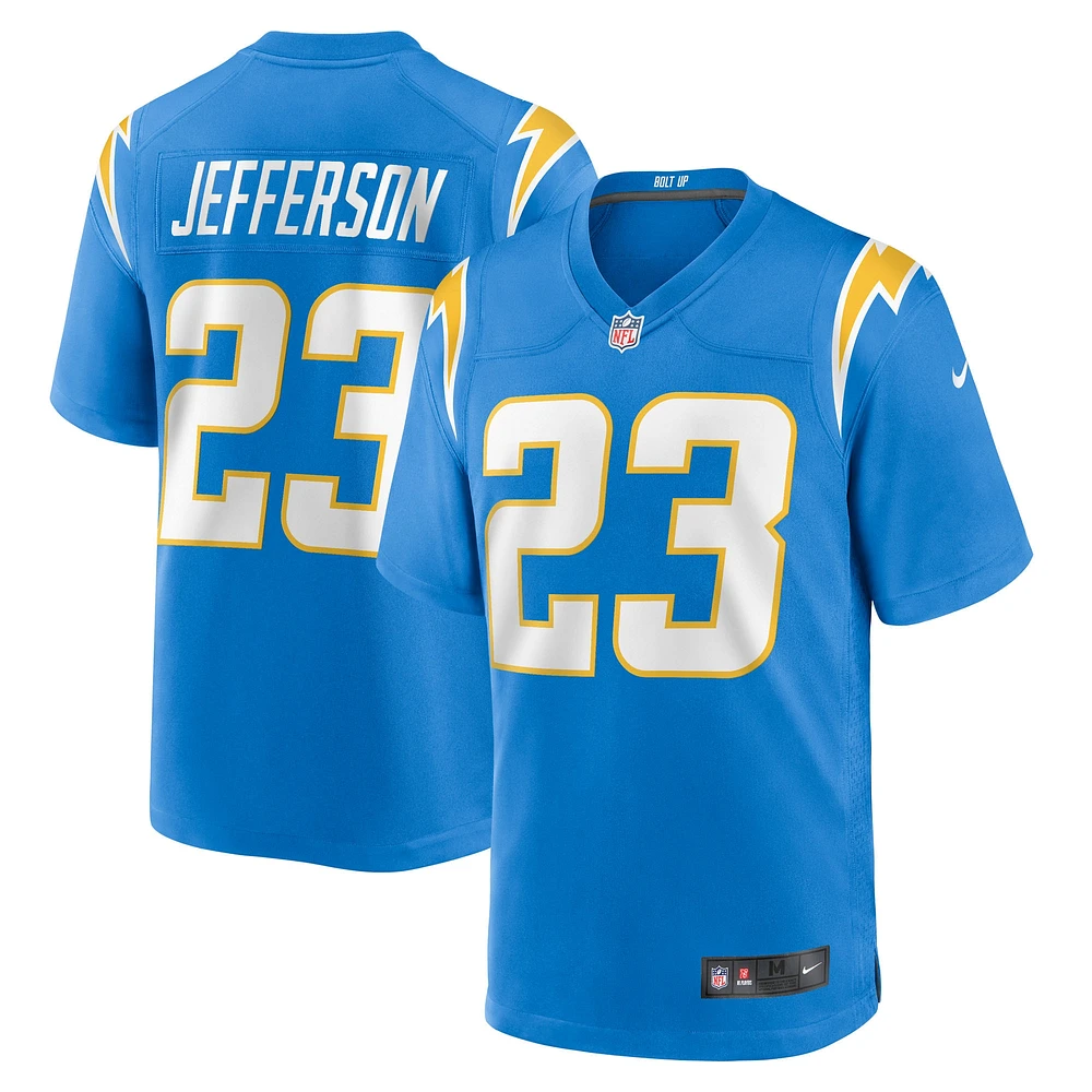 Maillot de match Nike Tony Jefferson bleu poudre pour homme des Los Angeles Chargers