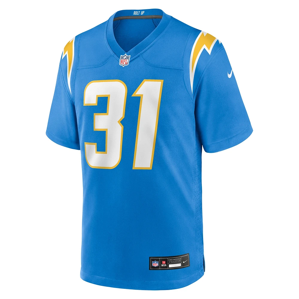 Men's Nike Trikweze Bridges  Powder Blue Los Angeles Chargers Team Game Jersey