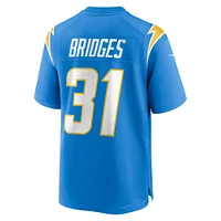 Men's Nike Trikweze Bridges  Powder Blue Los Angeles Chargers Team Game Jersey