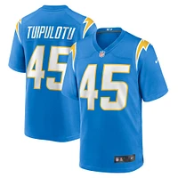 Maillot de match d'équipe des Los Angeles Chargers Nike Tuli Tuipulotu Powder Blue pour homme