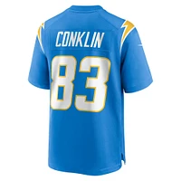 Maillot Nike Tyler Conklin bleu poudre pour homme des Los Angeles Chargers