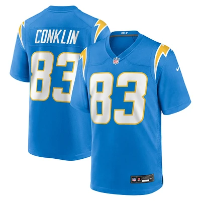 Maillot Nike Tyler Conklin bleu poudre pour homme des Los Angeles Chargers