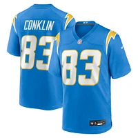 Maillot Nike Tyler Conklin bleu poudre pour homme des Los Angeles Chargers