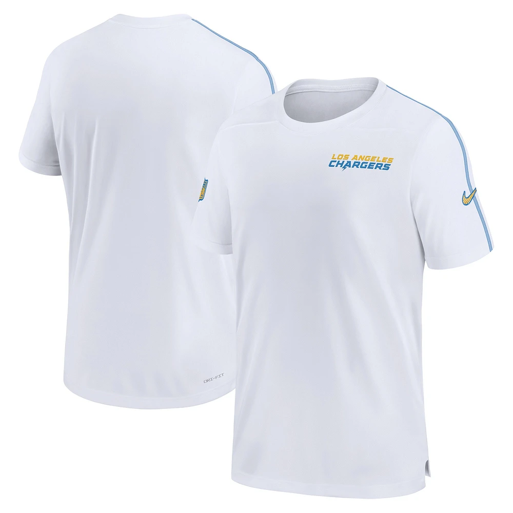 T-shirt Nike blanc Los Angeles Chargers 2024 Sideline Coach UV Performance pour homme