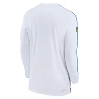 T-shirt à manches longues Nike Los Angeles Chargers Sideline Coach UV Performance pour homme, blanc