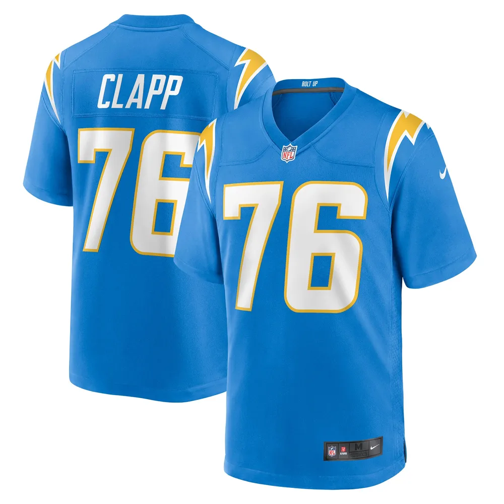 Will Clapp Los Angeles Chargers Fanatics Authentic Game-Used #76 White  Jersey vs. Las Vegas Raiders