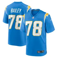 Maillot de match joueur des Chargers Los Angeles Nike Zack Bailey pour homme, bleu poudre