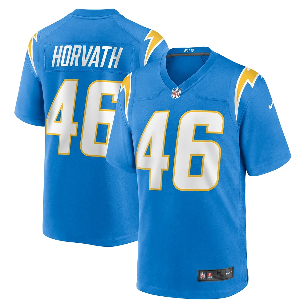 Maillot de match des Chargers Los Angeles Nike Zander Horvath pour homme, bleu poudre