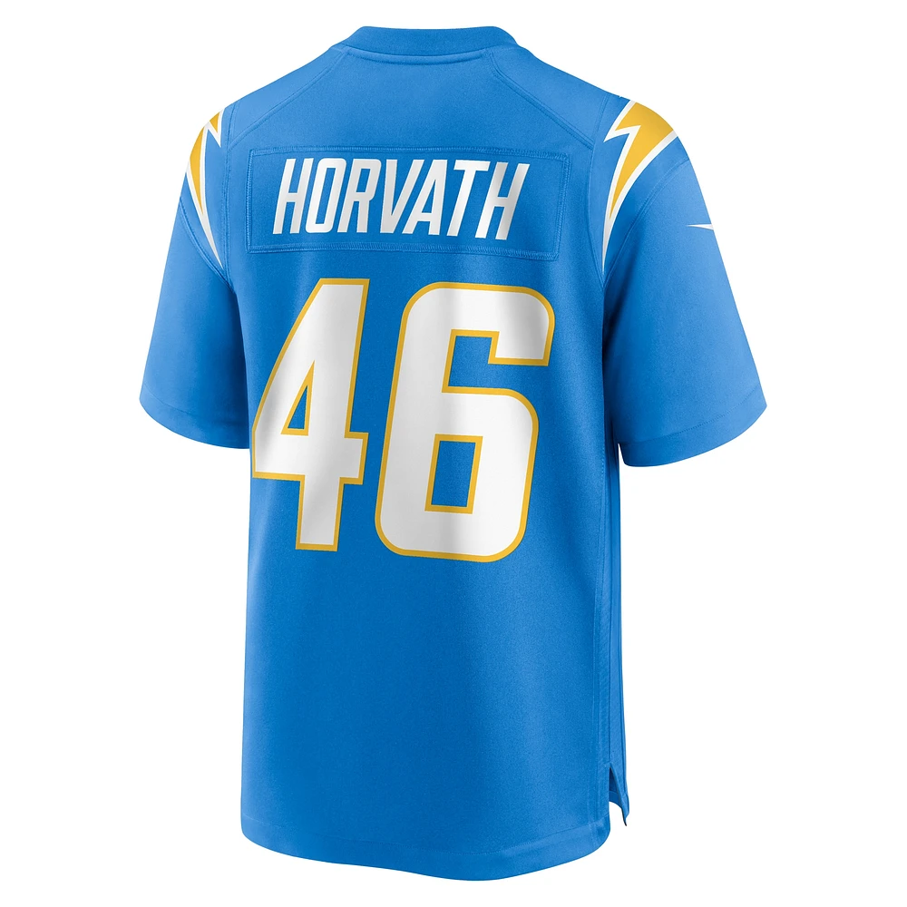 Maillot de match des Chargers Los Angeles Nike Zander Horvath pour homme, bleu poudre