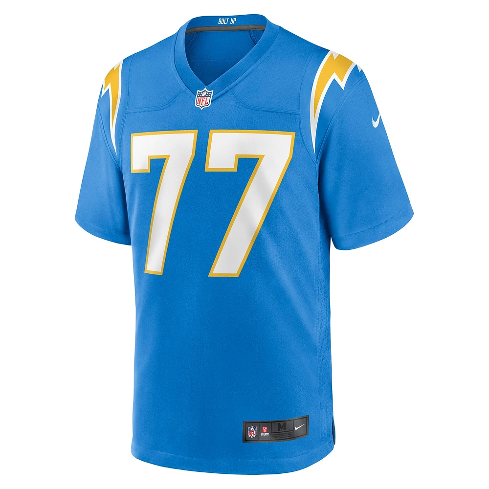 Maillot de match joueur des Chargers Los Angeles Nike Zion Johnson pour homme, bleu poudre