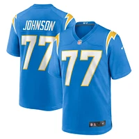 Maillot de match joueur des Chargers Los Angeles Nike Zion Johnson pour homme, bleu poudre