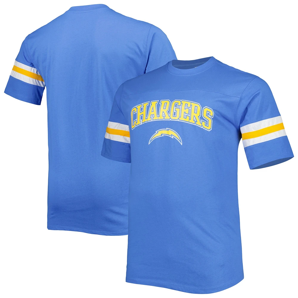 T-shirt bleu poudré Los Angeles Chargers Big & Tall Arm Stripe pour homme