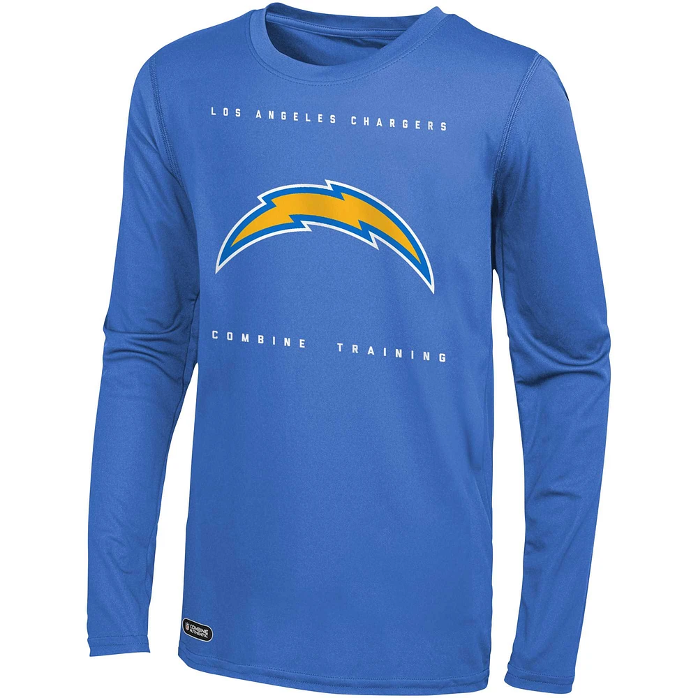 Men's Powder Blue Los Angeles Chargers Side Drill Long Sleeve T-Shirt