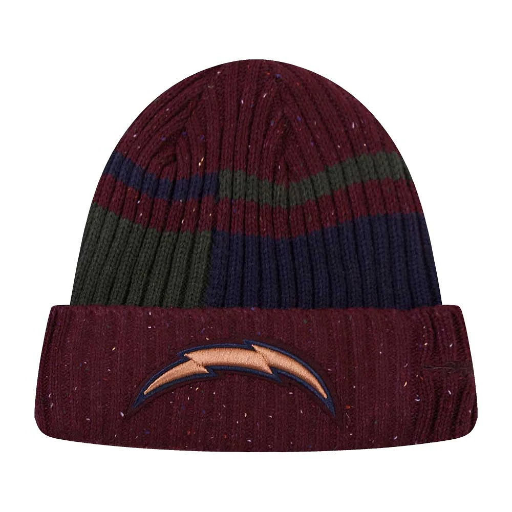 Bonnet en tricot moucheté à revers pour hommes Pro Standard bordeaux Los Angeles Chargers