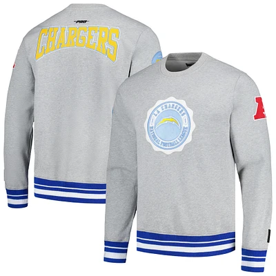 Men's Pro Standard Heather Gray Los Angeles Chargers Crest Emblem Pullover Sweatshirt