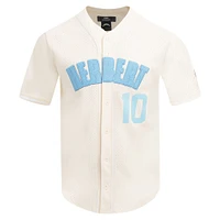 Men's Pro Standard Justin Herbert Cream Los Angeles Chargers Name & Number Triple Tonal Button-Up Baseball Jersey