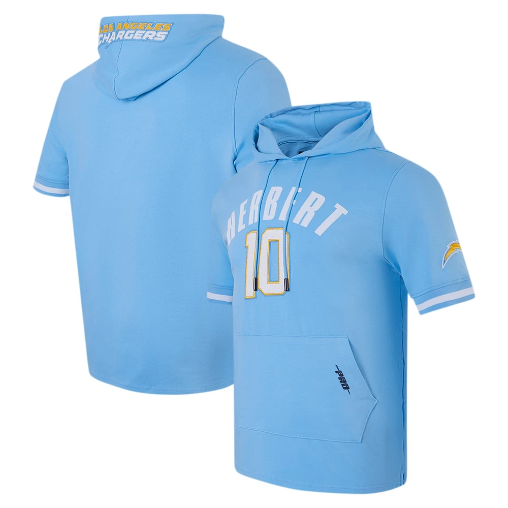 Men's Pro Standard Justin Herbert Powder Blue Los Angeles Chargers Player Name & Number Hoodie T-Shirt