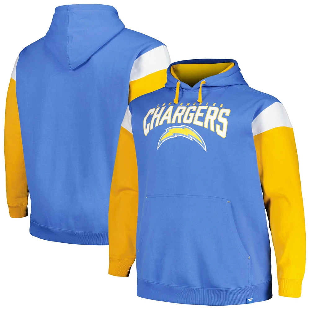 Men's Profile Powder Blue Los Angeles Chargers Big & Tall Trench Battle Pullover Hoodie