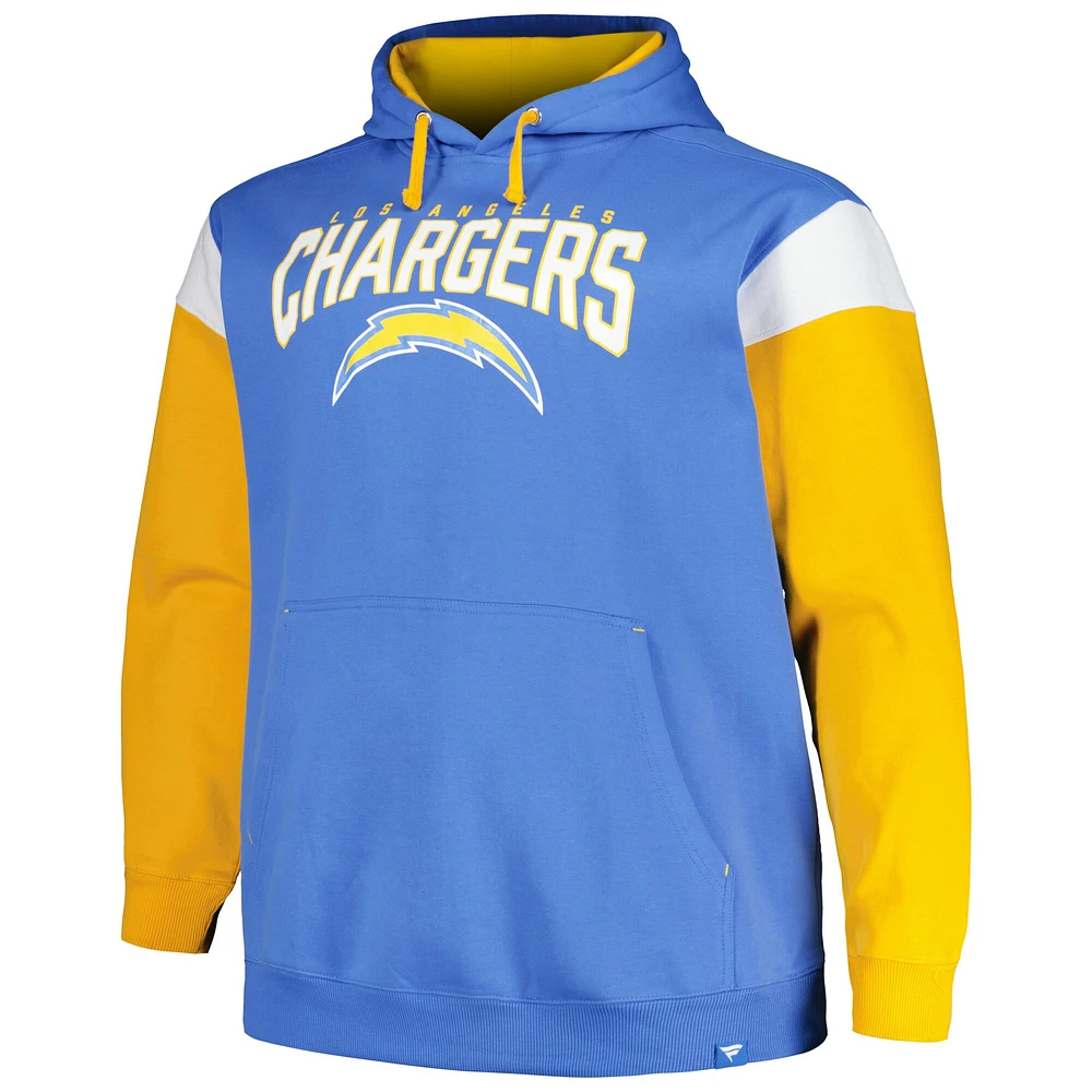 Men's Profile Powder Blue Los Angeles Chargers Big & Tall Trench Battle Pullover Hoodie