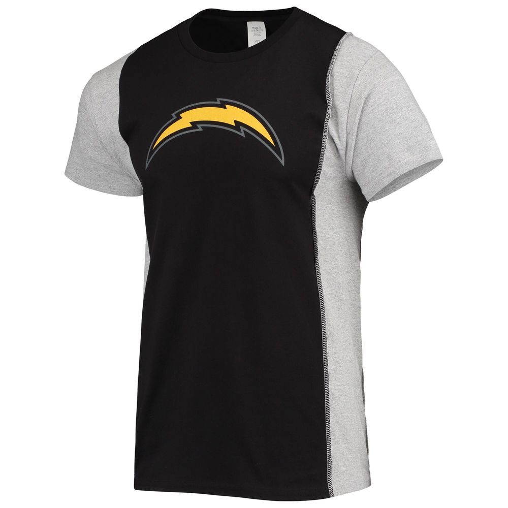 Men's Refried Apparel Black/Heathered Gray Los Angeles Chargers Sustainable Split T-Shirt