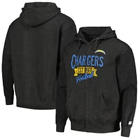 Men's Starter Charcoal Los Angeles Chargers Post Season Full-Zip Hoodie