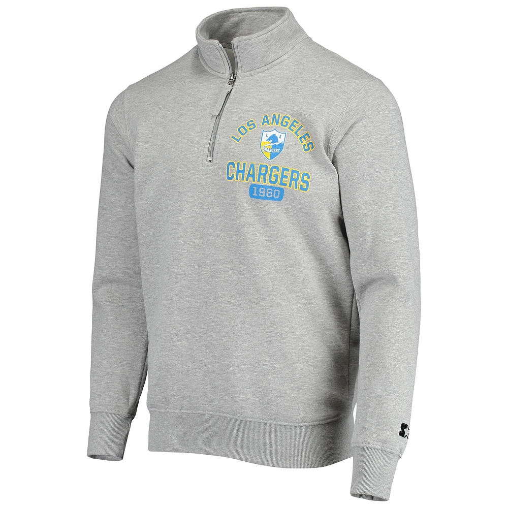 Men's Starter Gray Los Angeles Chargers Throwback Heisman Quarter-Zip Jacket