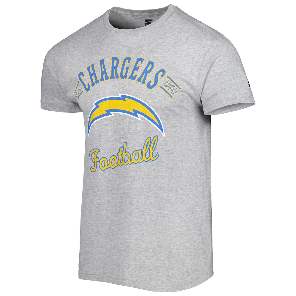 T-shirt Starter Los Angeles Chargers Prime Time gris chiné pour homme