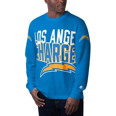 Men's Starter Powder Blue Los Angeles Chargers Clutch Hit Long Sleeve T-Shirt