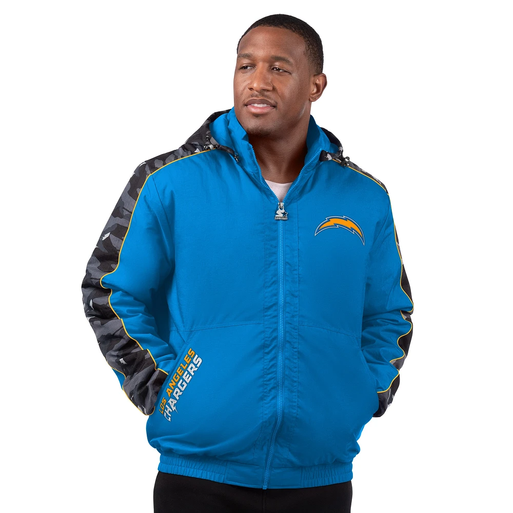 Veste zippée Starter Powder Blue pour homme des Los Angeles Chargers Thursday Night Gridiron