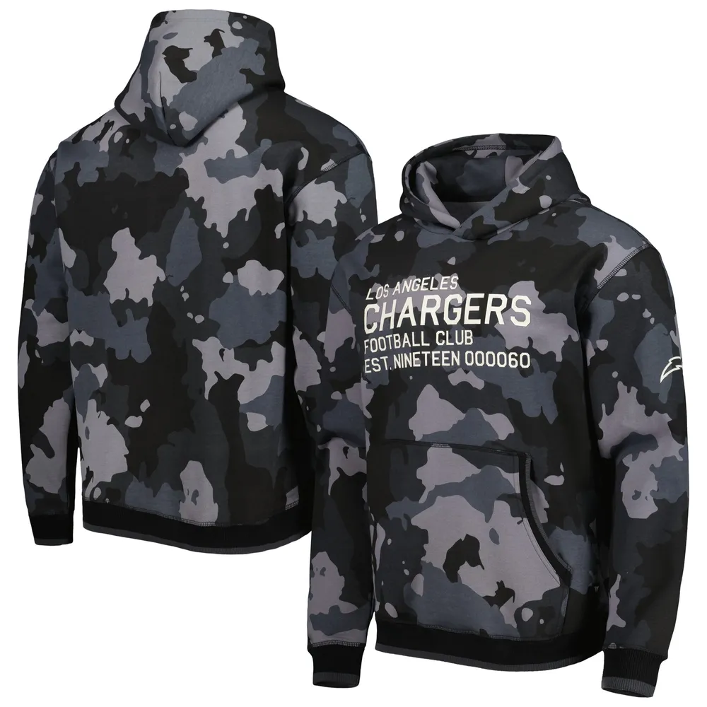 Men's The Wild Collective Black Los Angeles Chargers Camo Pullover Hoodie