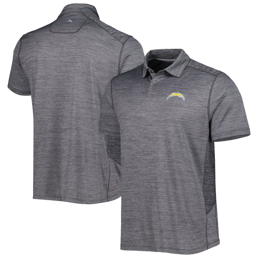 Men's Tommy Bahama Charcoal Los Angeles Chargers Delray Frond IslandZone Polo