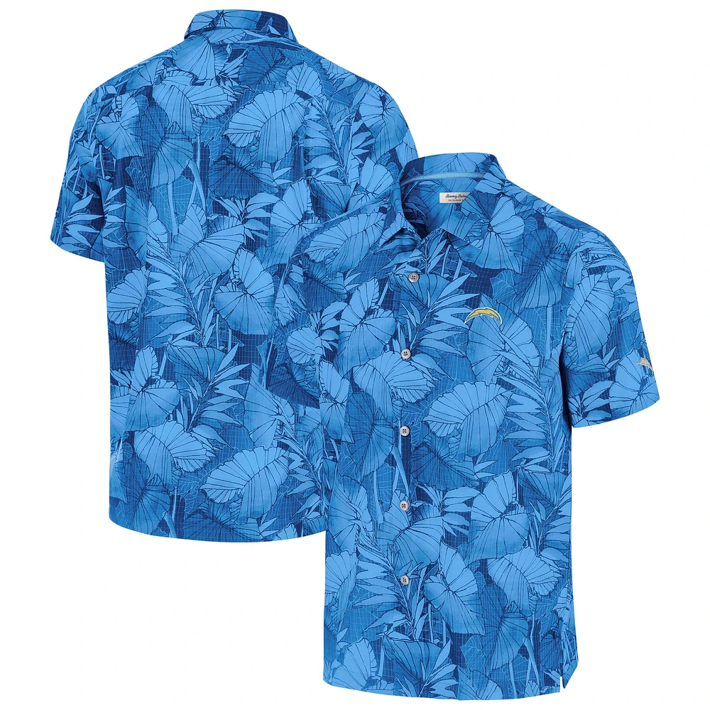 Chemise boutonnée Tommy Bahama bleu poudre pour homme Los Angeles Chargers Coast Nuevo Fronds Camp