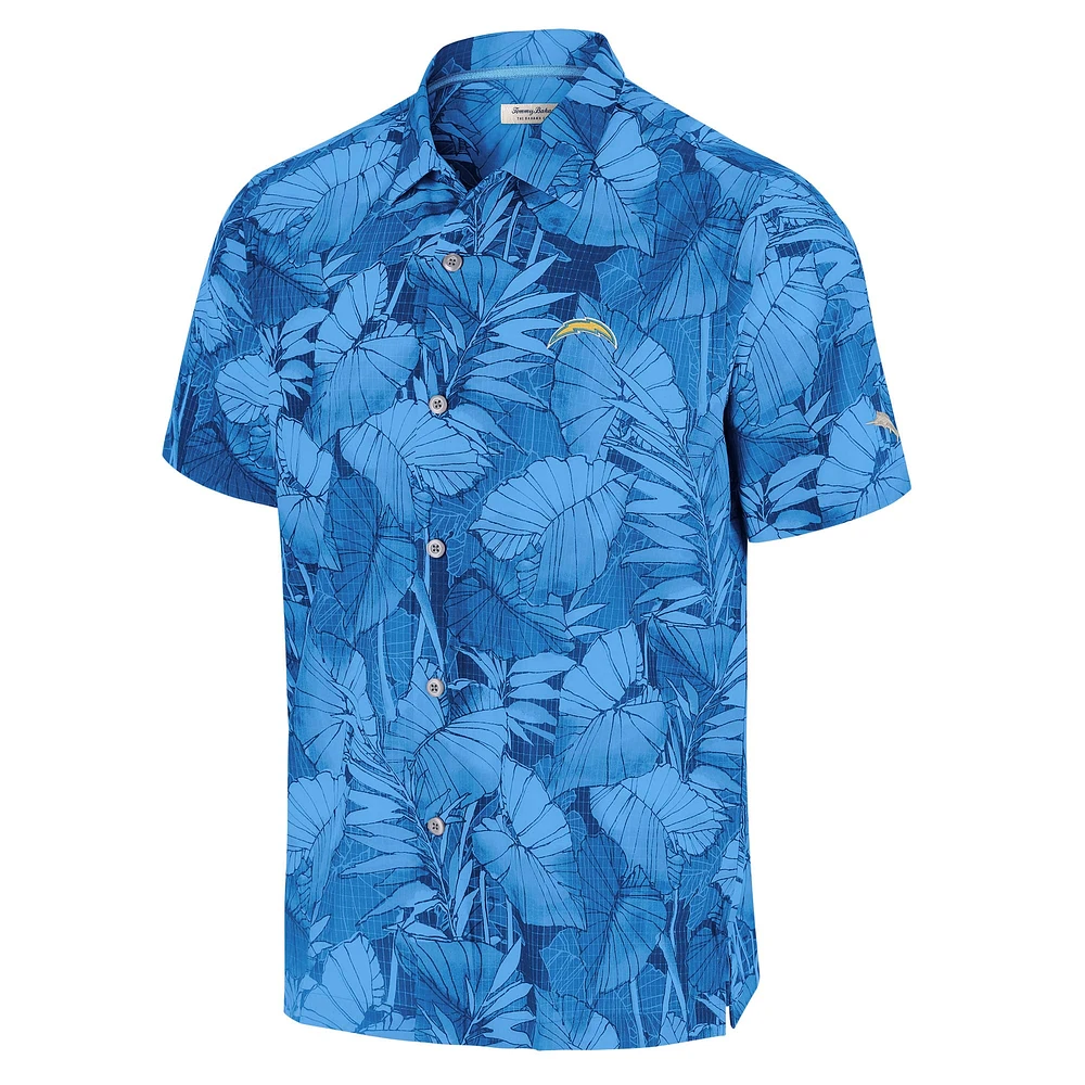 Chemise boutonnée Tommy Bahama bleu poudre pour homme Los Angeles Chargers Coast Nuevo Fronds Camp