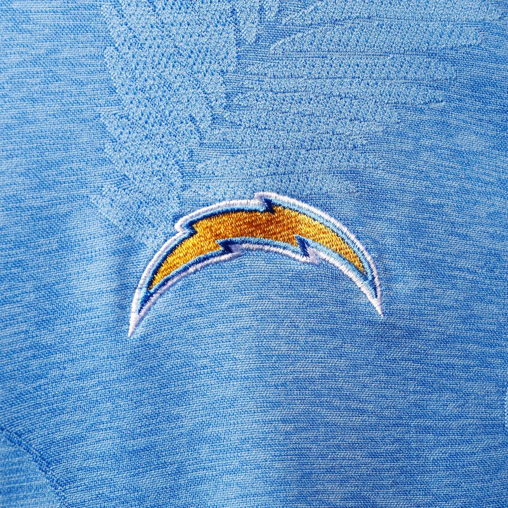 Polo pour homme Tommy Bahama Powder Blue Los Angeles Chargers Palm Coast Delray Frond Allover IslandZone